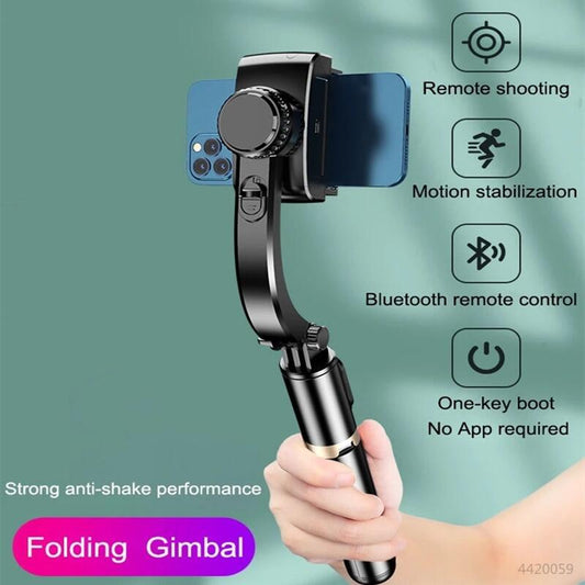 Gimbal Stabilizer Selfie Stick Foldable Wireless Tripod with Bluetooth Shutter Monopod