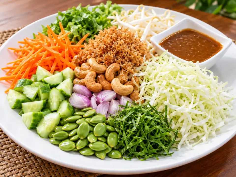 ข้าวยำปักษ์ใต้เน้นผักอร่อย